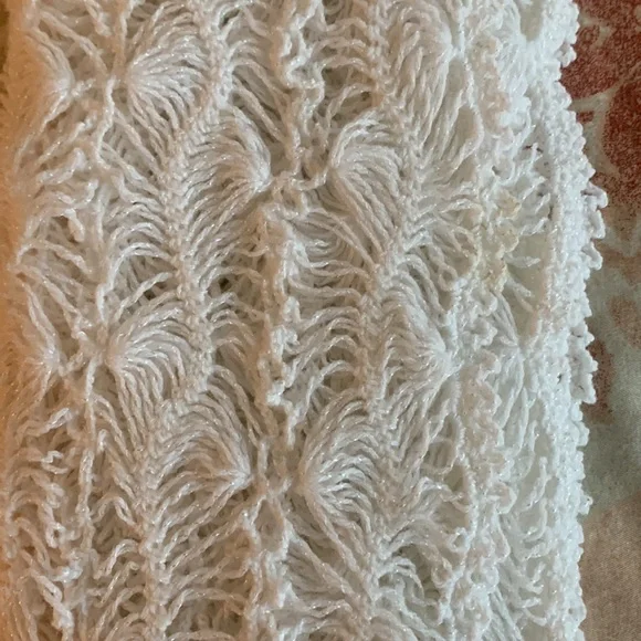 XL White Crocheted Scarf, Shawl, Wrap - Picture 8 of 8